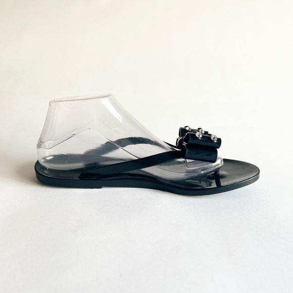 Kate Spade Black Synthetic Bow Glitter Flip Flops size 10 - Picture 3 of 15
